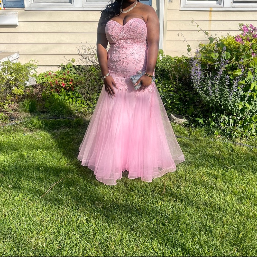 Light Pink Strapless Mermaid Corset Top Prom Dress